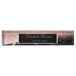 Elegant Stylish Glitter Bokeh Ombre,Marble, Frame Nameplate