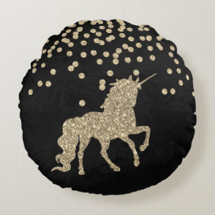 Elegant Stylish Glitter Foil Confetty-Diamonds Round Cushion