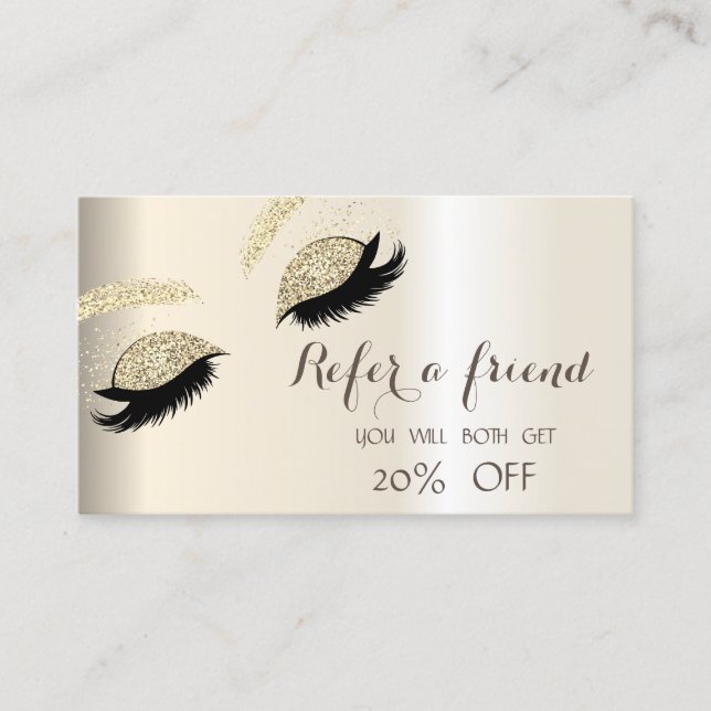 Elegant Stylish Glitter Lashes  Referral Card (Front)