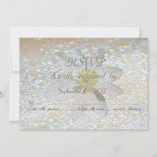 Elegant Stylish,Glittery,Daisy  Wedding  RSVP Card