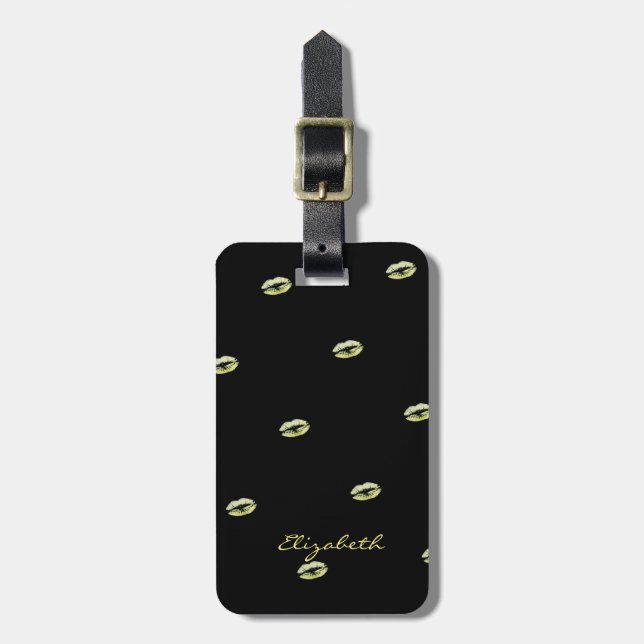 Elegant Stylish - Glittery Lips,Personalised Luggage Tag (Front Vertical)