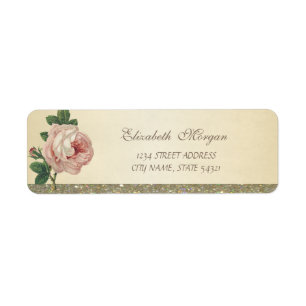 Elegant Stylish Glittery ,Rose Address Label Return Address Label