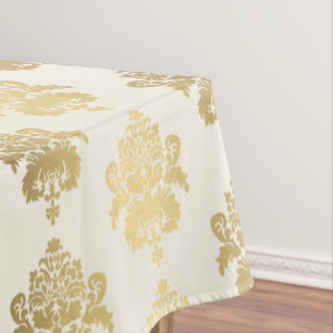 Elegant Stylish Glowing Gold Damask Tablecloth