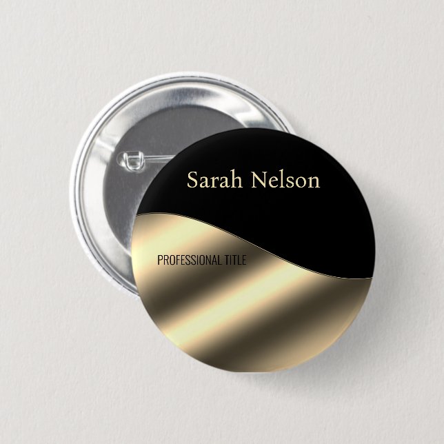 Elegant Stylish Gold Black 6 Cm Round Badge (Front & Back)