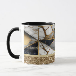 Elegant Stylish Gold Black Geometric Marble  Mug