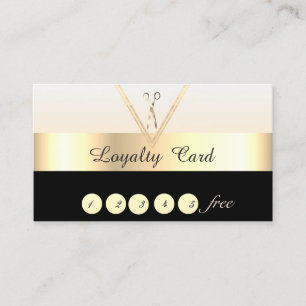Elegant Stylish,Gold,Black,Scissors   Loyalty Card