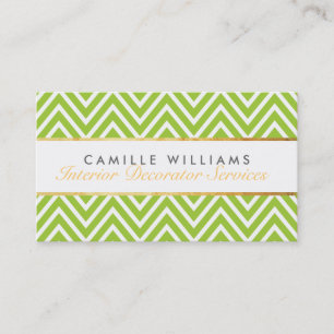 ELEGANT stylish gold chevron pattern lime green Business Card