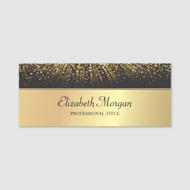 Elegant Stylish  Gold Confetti Name Tag (Front)