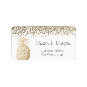 Elegant Stylish Gold Diamonds Gold Pineapple Label