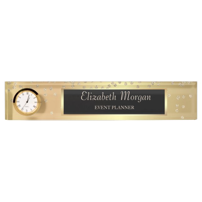 Elegant Stylish Gold Diamonds Nameplate (Front)