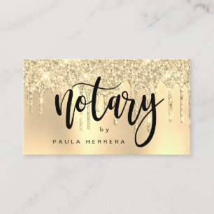 Elegant stylish gold glitter drips notary business card
