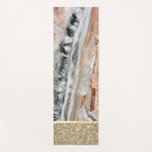 Elegant Stylish Gold Glitter Shiny Marble Stone  Yoga Mat