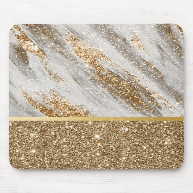 Elegant Stylish Gold Glitter Shiny Mouse Pad (Front)