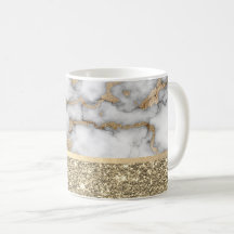 Elegant Stylish Gold Glitter Shiny White Marble