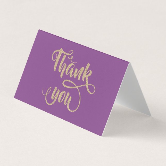 Elegant Stylish Gold Glittery Thank You Card (Front)