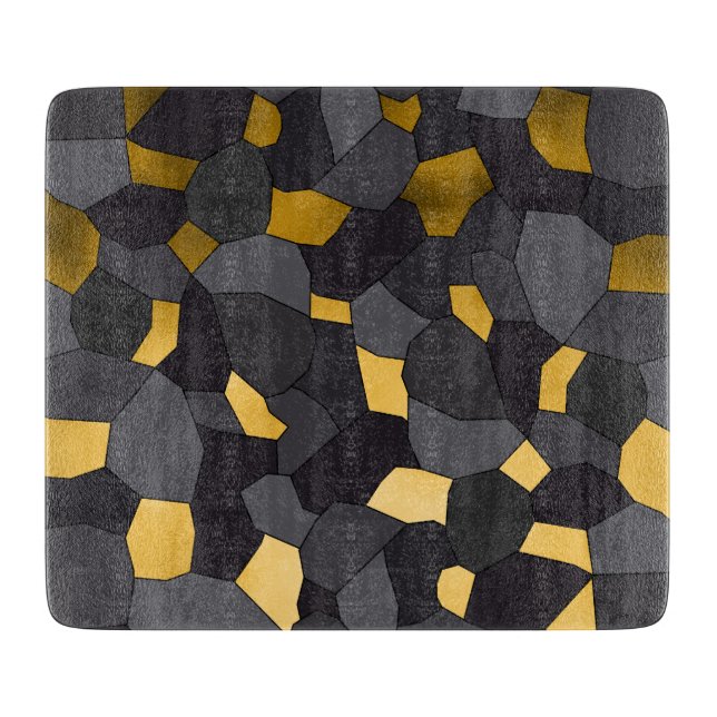Elegant stylish gold grey and black mosaic cutting board (Front)