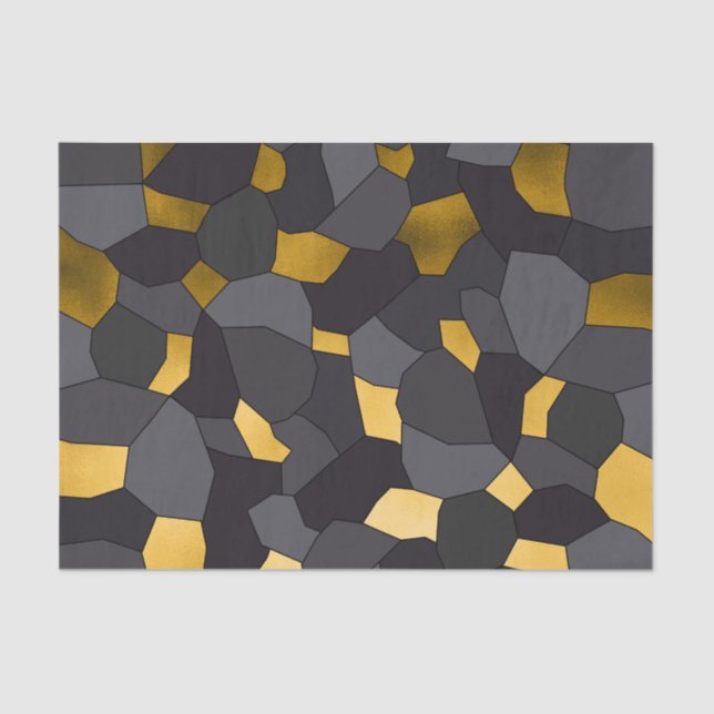 Elegant stylish gold grey and black mosaic tissue paper (Front)