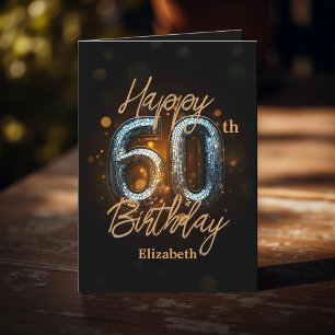 Elegant Stylish Gold Mosaic on Black 60th Birthday Card