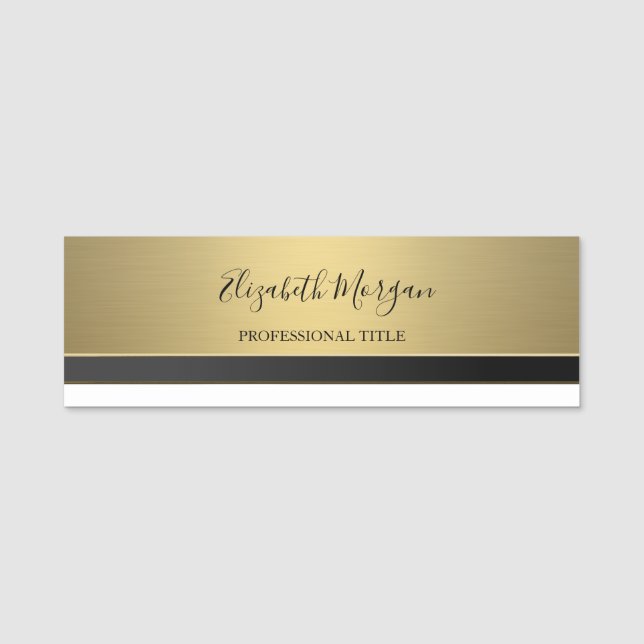 Elegant Stylish Gold Name Tag (Front)