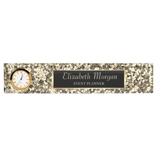 Elegant Stylish Gold Sequins, Frame Nameplate (Front)