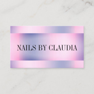 Elegant stylish holographic rose gold purple nails business card