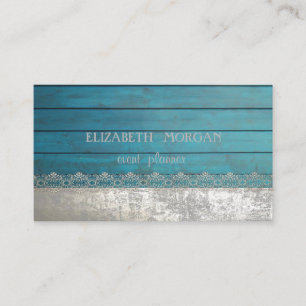 Elegant Stylish Lace,Wood Texture Business Card