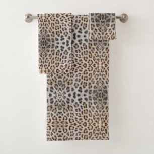 Elegant stylish leopard cheetah fur animal print bath towel set