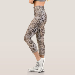 Elegant stylish leopard cheetah fur animal print capri leggings