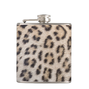 Elegant stylish leopard cheetah fur animal print hip flask
