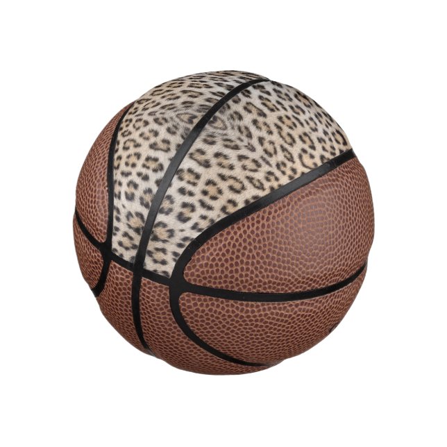 Elegant stylish leopard cheetah fur animal print mini basketball (Angled)