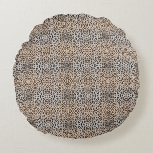 Elegant stylish leopard cheetah fur animal print  round cushion