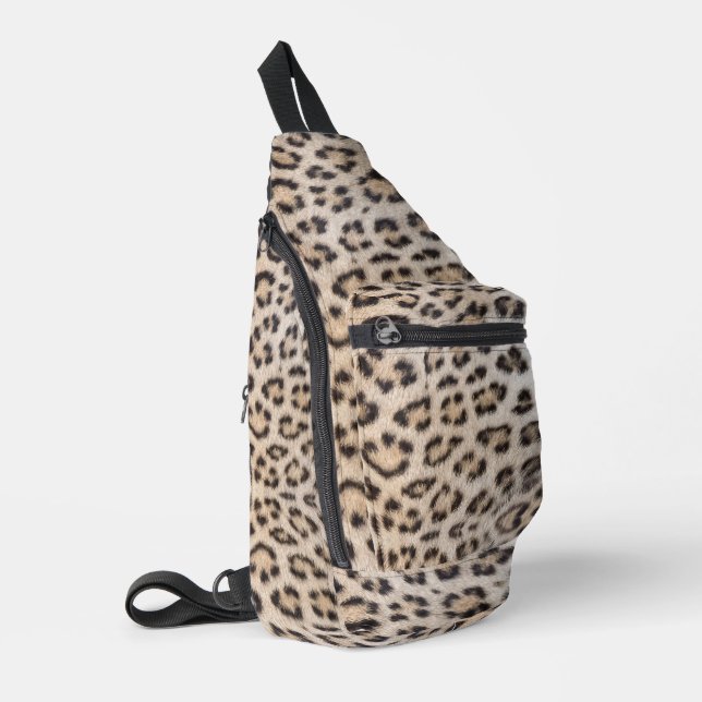 Elegant stylish leopard cheetah fur animal print sling bag (Left Corner)