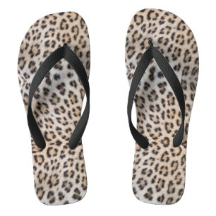 Elegant stylish leopard cheetah fur animal print thongs
