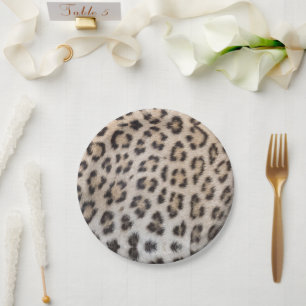 Elegant stylish leopard cheetah fur print pattern paper plate