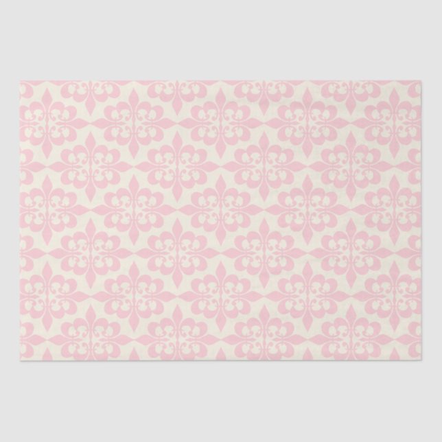 Elegant Stylish Light Baby Pink Damask Decoupage Tissue Paper (Front)