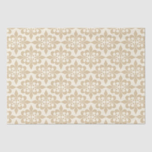 Elegant Stylish Light Beige Damask Decoupage Tissue Paper