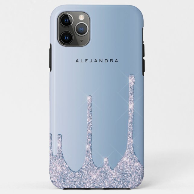 Elegant stylish light blue glitter drips Case-Mate iPhone case (Back)