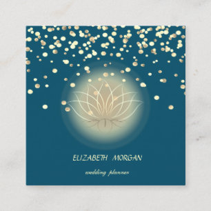 Elegant Stylish Lotus,Confetti Green Square Business Card