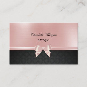Elegant Stylish Luxury ,Damask, Pink Ribbon Bow Business Card