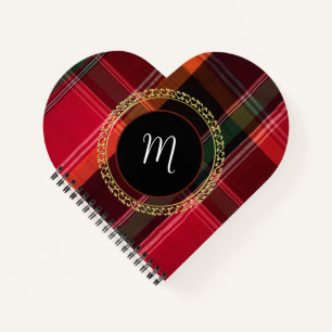 Elegant  Stylish Madras Plaid Pattern Monogram  Notebook