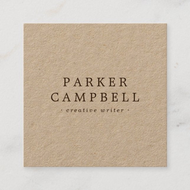 Elegant stylish minimalist brown Kraft paper Square Business Card (Front)