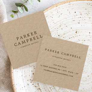 Elegant stylish minimalist brown Kraft paper Square Business Card