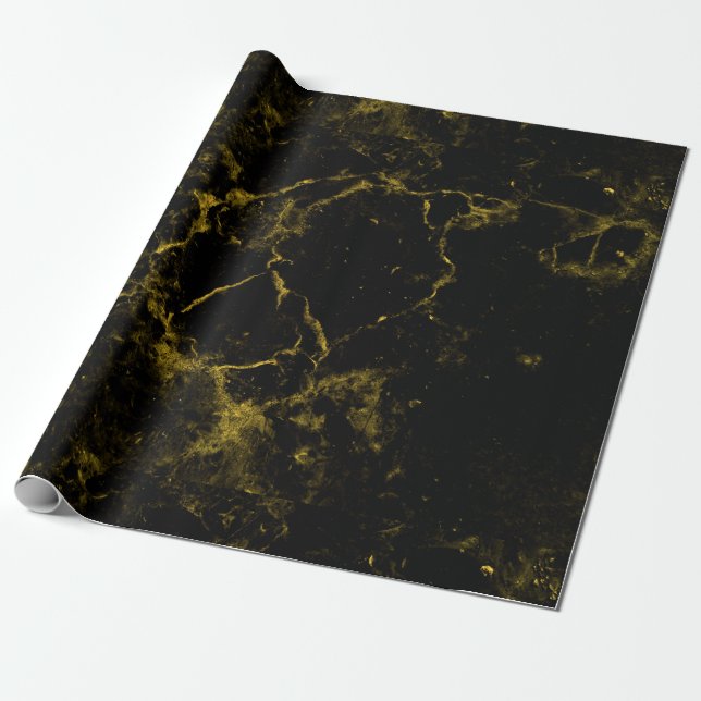 elegant stylish modern chic black and gold marble wrapping paper (Unrolled)