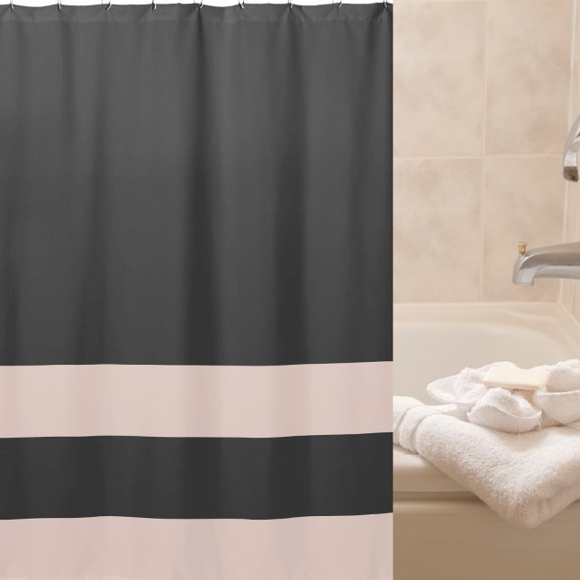 Elegant Stylish Modern Dark Charcoal Grey and Pink Shower Curtain (Creator Uploaded)