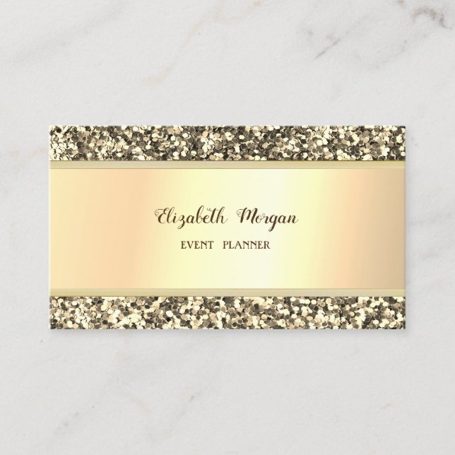 Elegant Stylish Modern Faux Gold Glitter Business Card (Front)