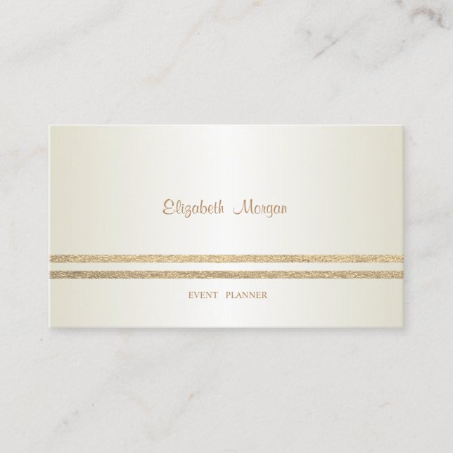 Elegant Stylish Modern,Faux Gold Glittery Striped Business Card (Front)