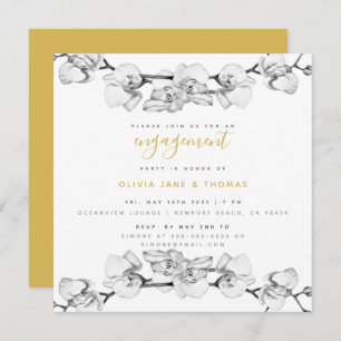 Elegant Stylish Modern Floral Engagement Party  Invitation