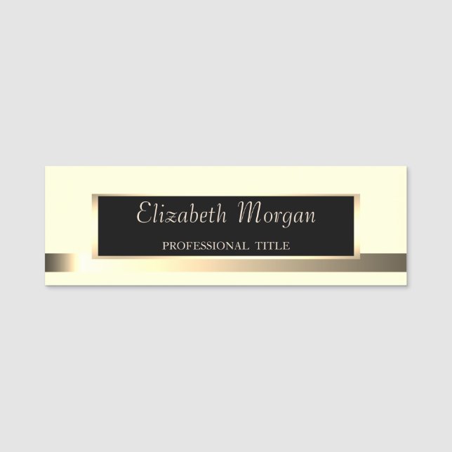 Elegant Stylish Modern, Frame, Gold Glitter Name Tag (Front)