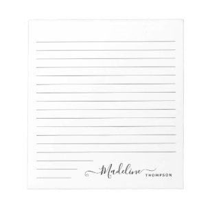 Elegant Stylish Modern Girly Script Black Notepad