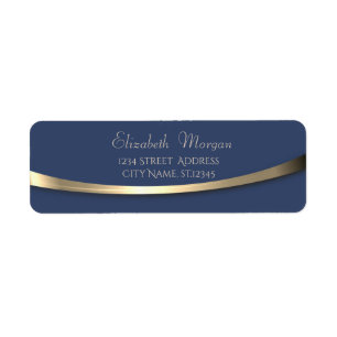 Elegant Stylish Modern Gold Blue Return Address Label